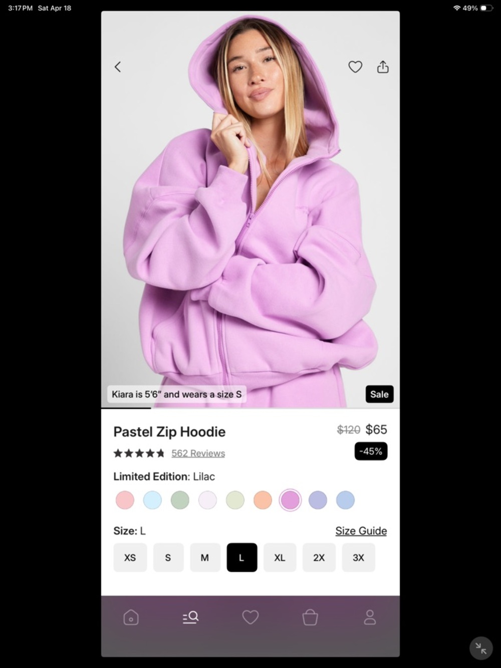 Pastel Lilac Zip Hoodie new size L comfort unisex